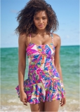 Venus Skirted Bandeau One-Piece Swimsuit in Bright Palm Venus Skirted Bandeau One-Piece Swimsuit in Bright Palm