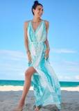 Venus Maxi Cover-Up Dress in Aqua Tie Dye Venus Maxi Cover-Up Dress in Aqua Tie Dye