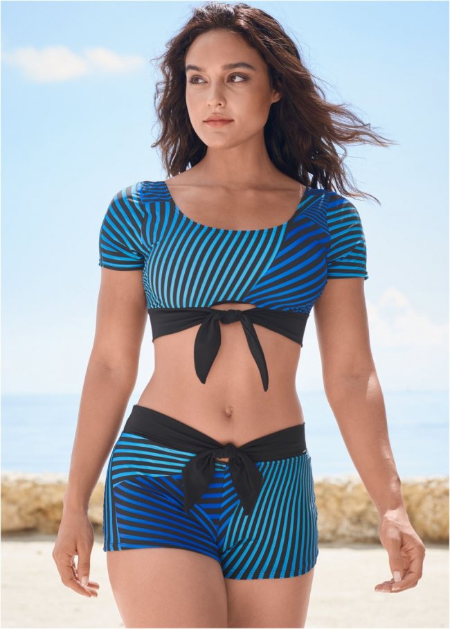 Venus Tie-Front Shorts Bikini - Agility Geometric Venus Tie-Front Shorts Bikini - Agility Geometric