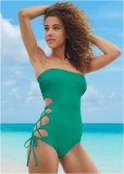 Venus Lace-Up Strappy One-Piece Swimsuit in Royal Green Venus Lace-Up Strappy One-Piece Swimsuit in Royal Green