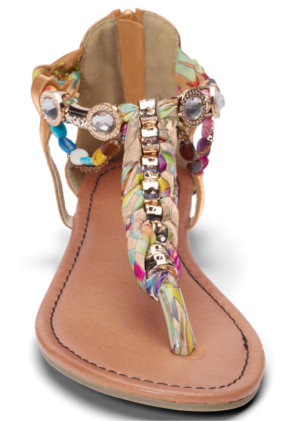 Venus Embellished Rope Sandals in Tan