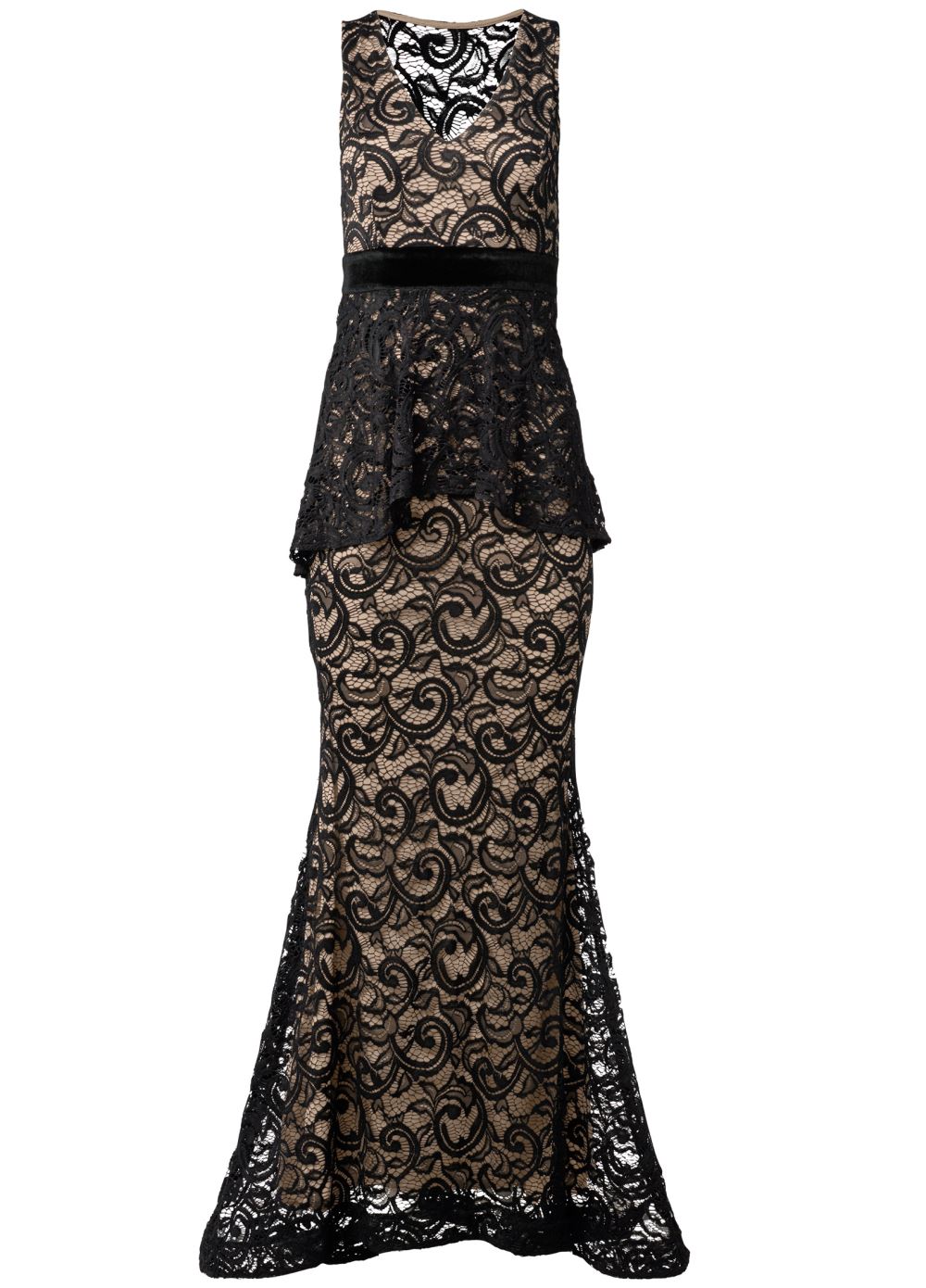 Venus Tiered Lace Gown - Black