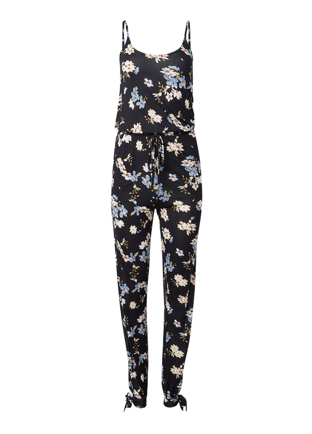 Venus Slit Detail Jumpsuit in Black & Blue