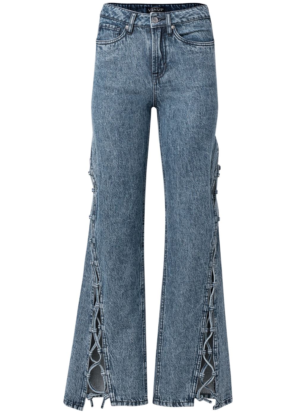 Venus New Vintage Lace-Up Jeans in Dark Cool Wash