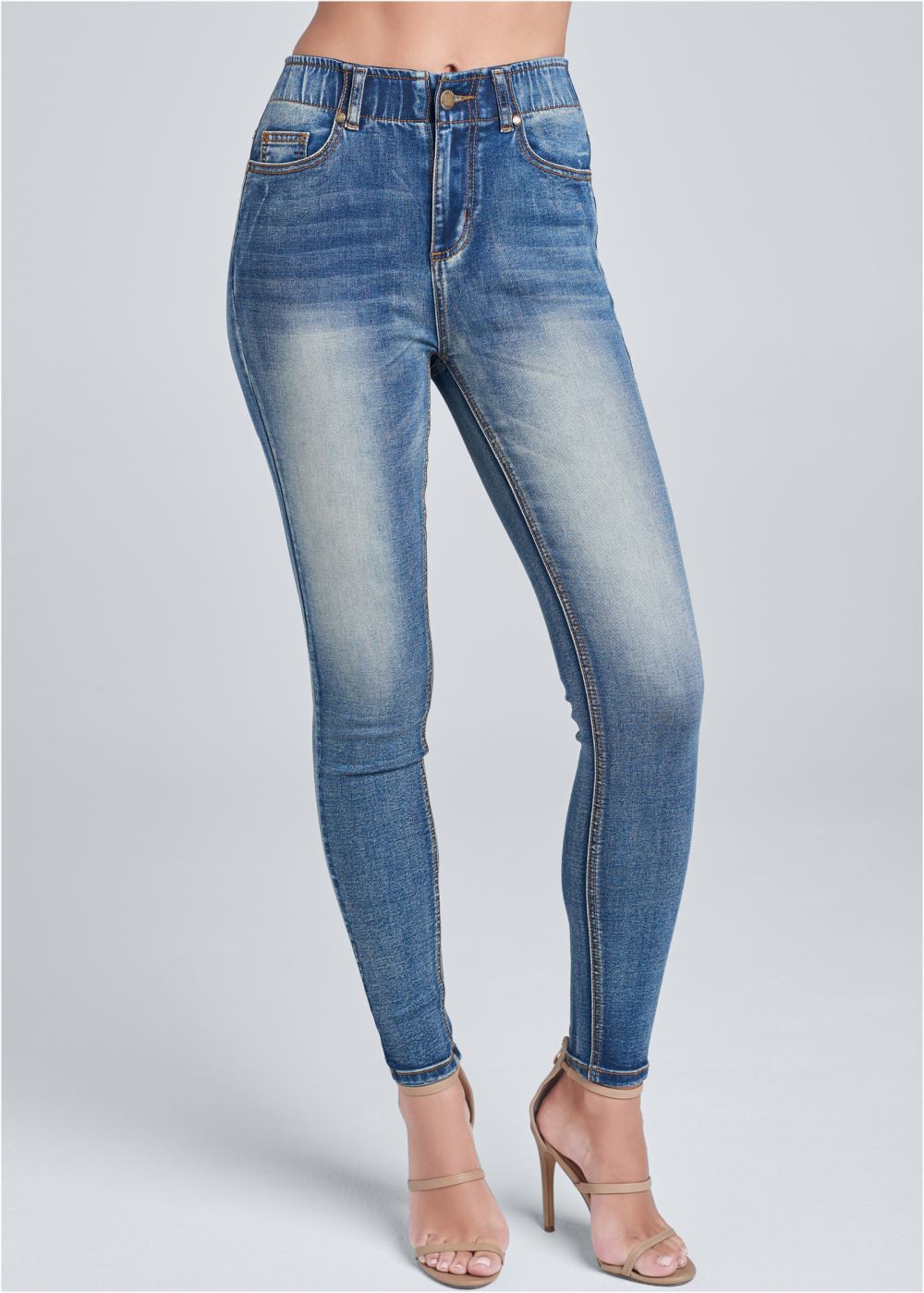 Venus Elastic Waistband Jeans in Medium Wash