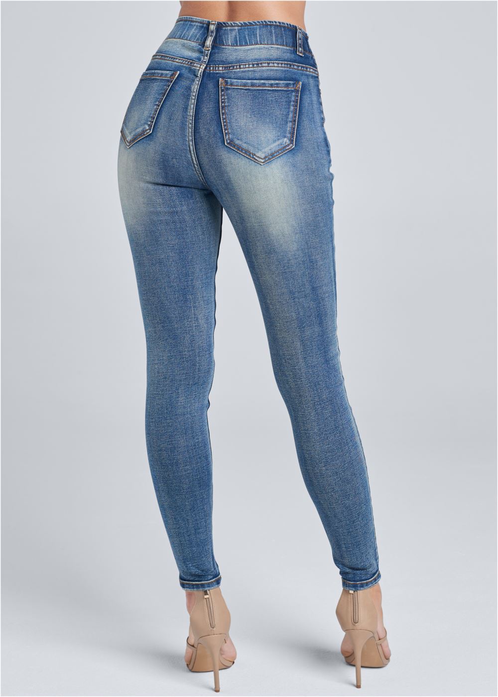 Venus Elastic Waistband Jeans in Medium Wash