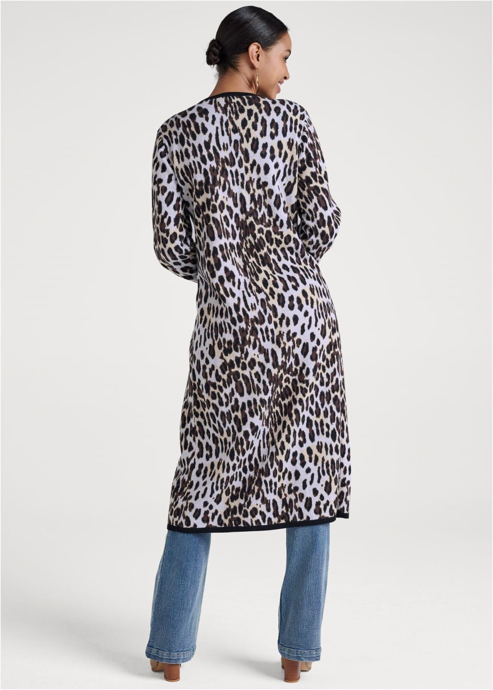 Venus VENUS | Snow Leopard Print Duster in White Multi