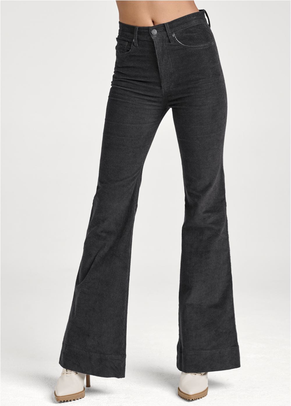 Venus Corduroy Flared Pants in Black