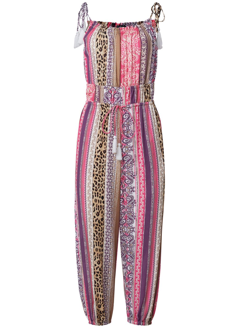 Venus Sand Storm Stripe Tassle Jumpsuit in Pink Multi