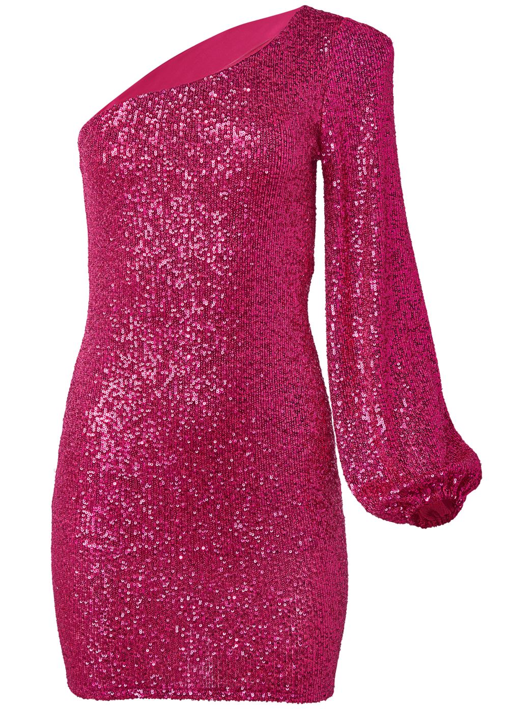 Venus One-Shoulder Sequin Dress - Pink