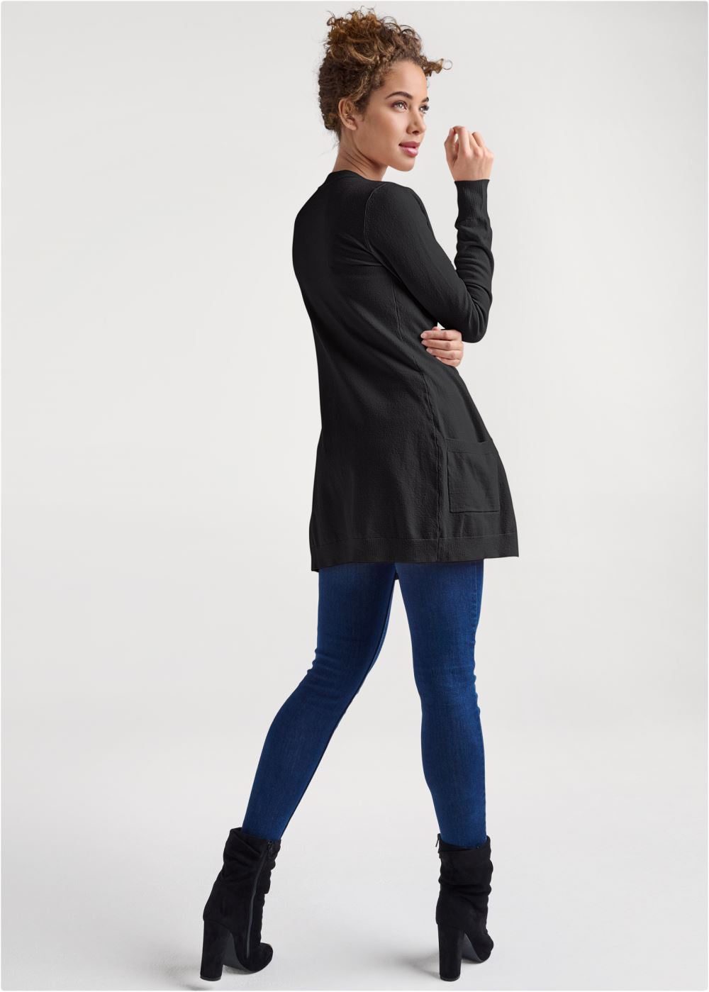 Venus VENUS | Faux-Cashmere Cardigan Set in Black