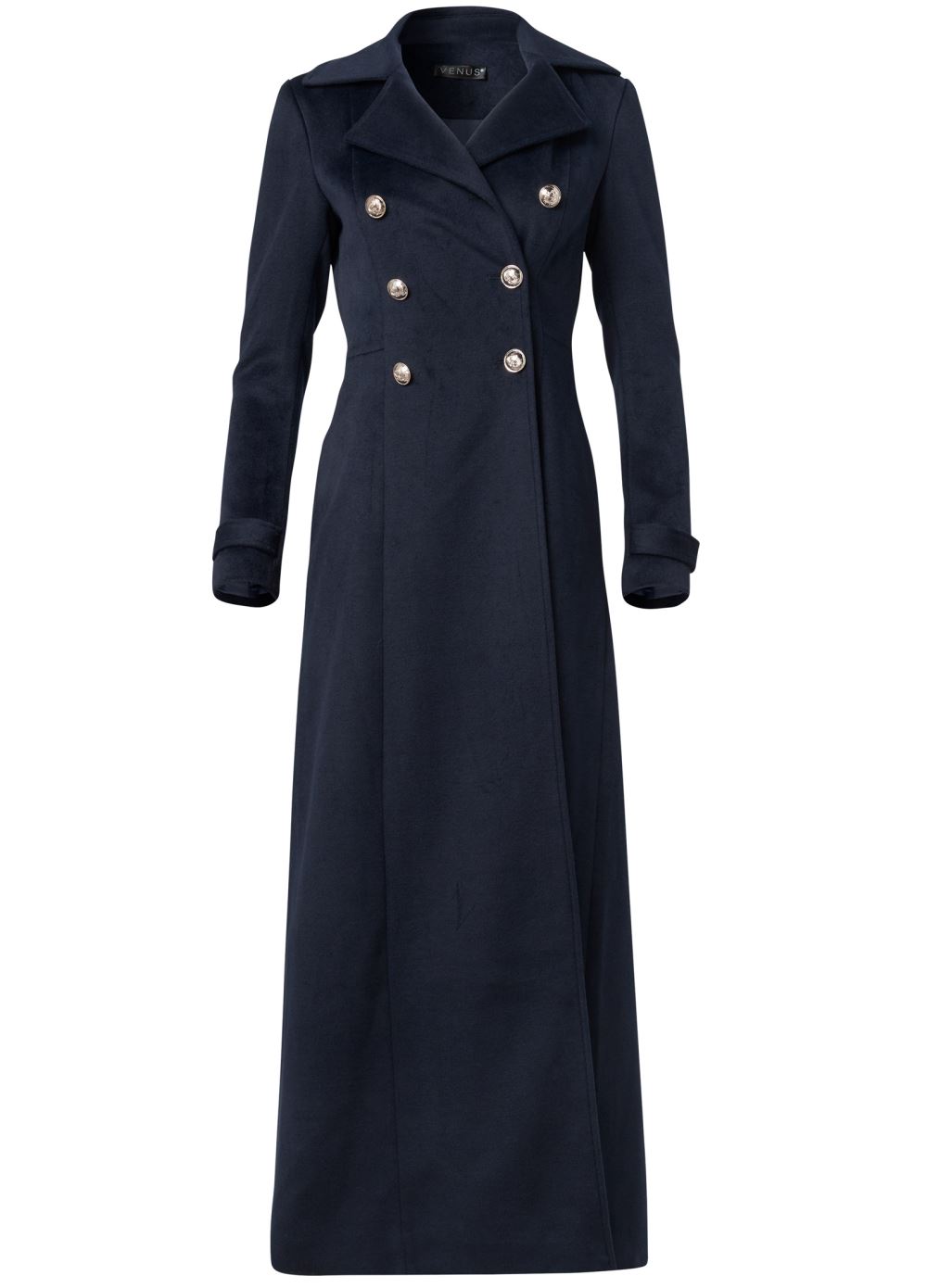 Venus A-Line Double Breasted Coat in Navy