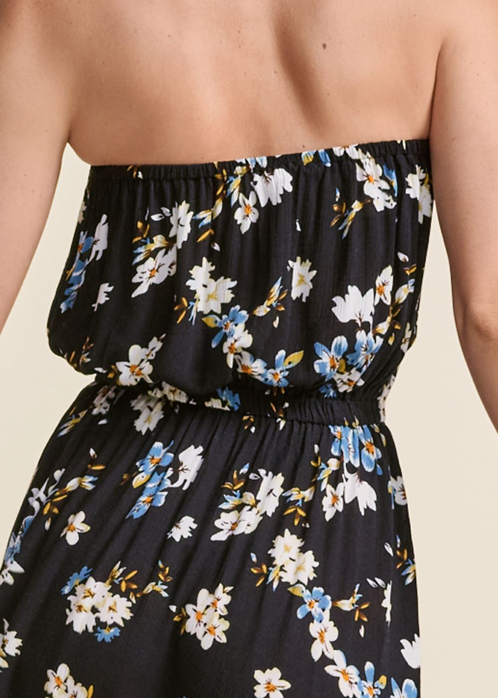 Venus Strapless Side Slit Dress - Black Multi