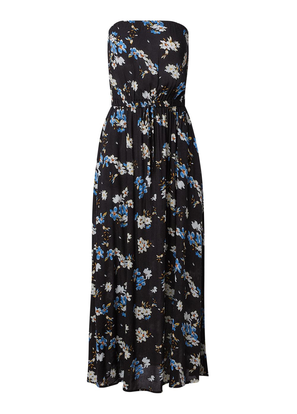Venus Strapless Side Slit Dress - Black Multi