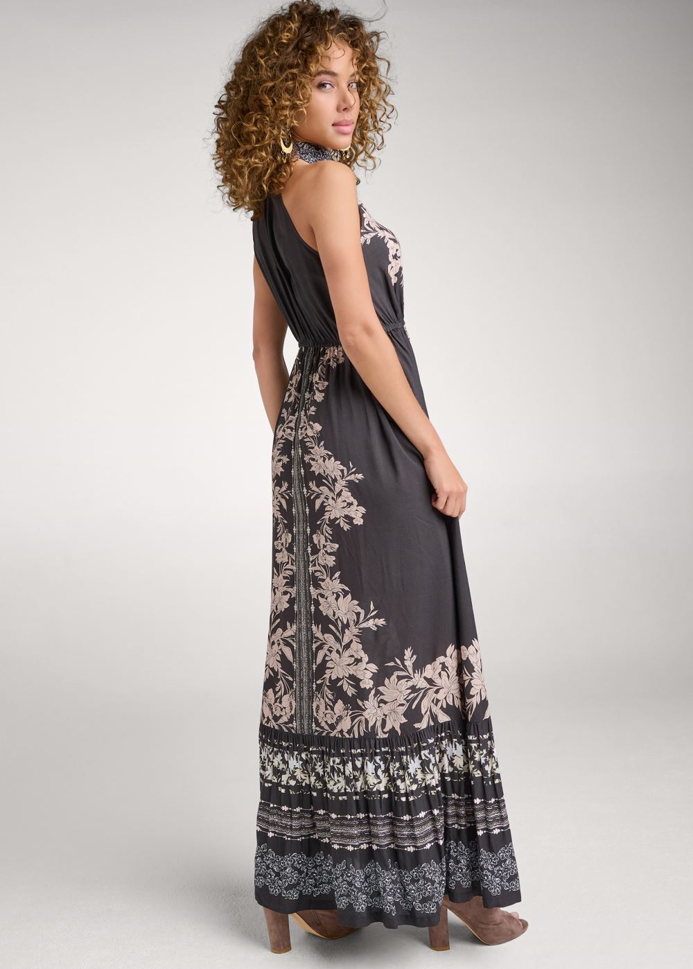 Venus Printed Mock-Neck Maxi Dress - Black Multi