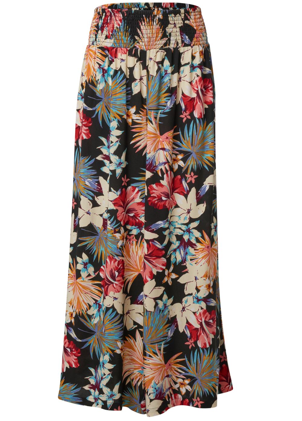 Venus Smocked Waist Flared Pants in Black Multi
