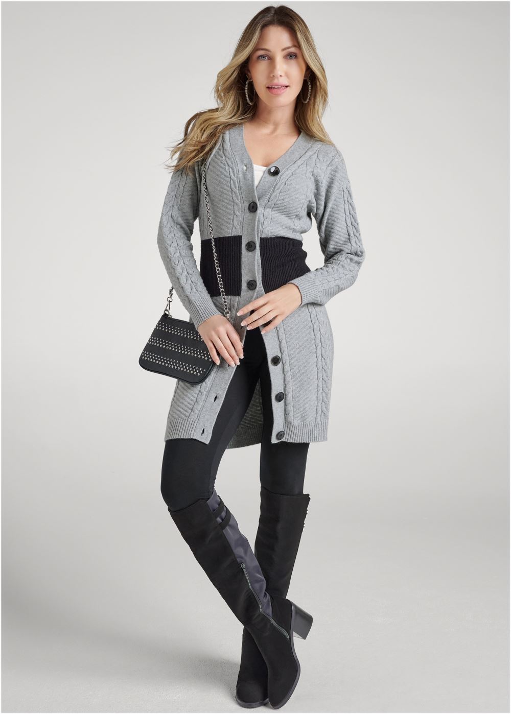 Venus VENUS | Colorblock Cardigan in Grey Multi