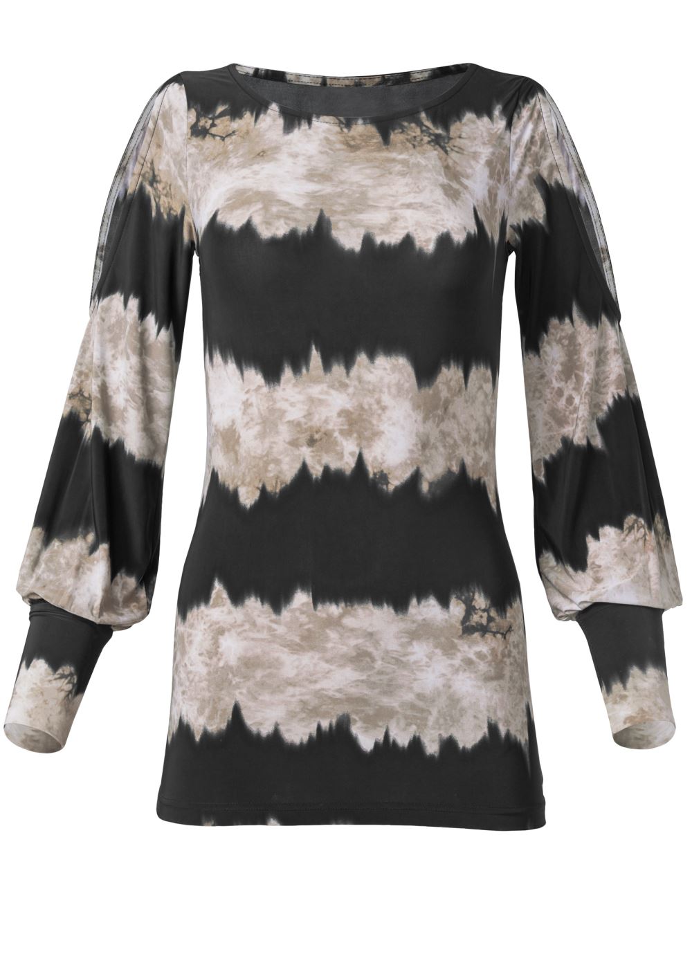 Venus Tie-Dye Cold-Shoulder Top in Black Multi