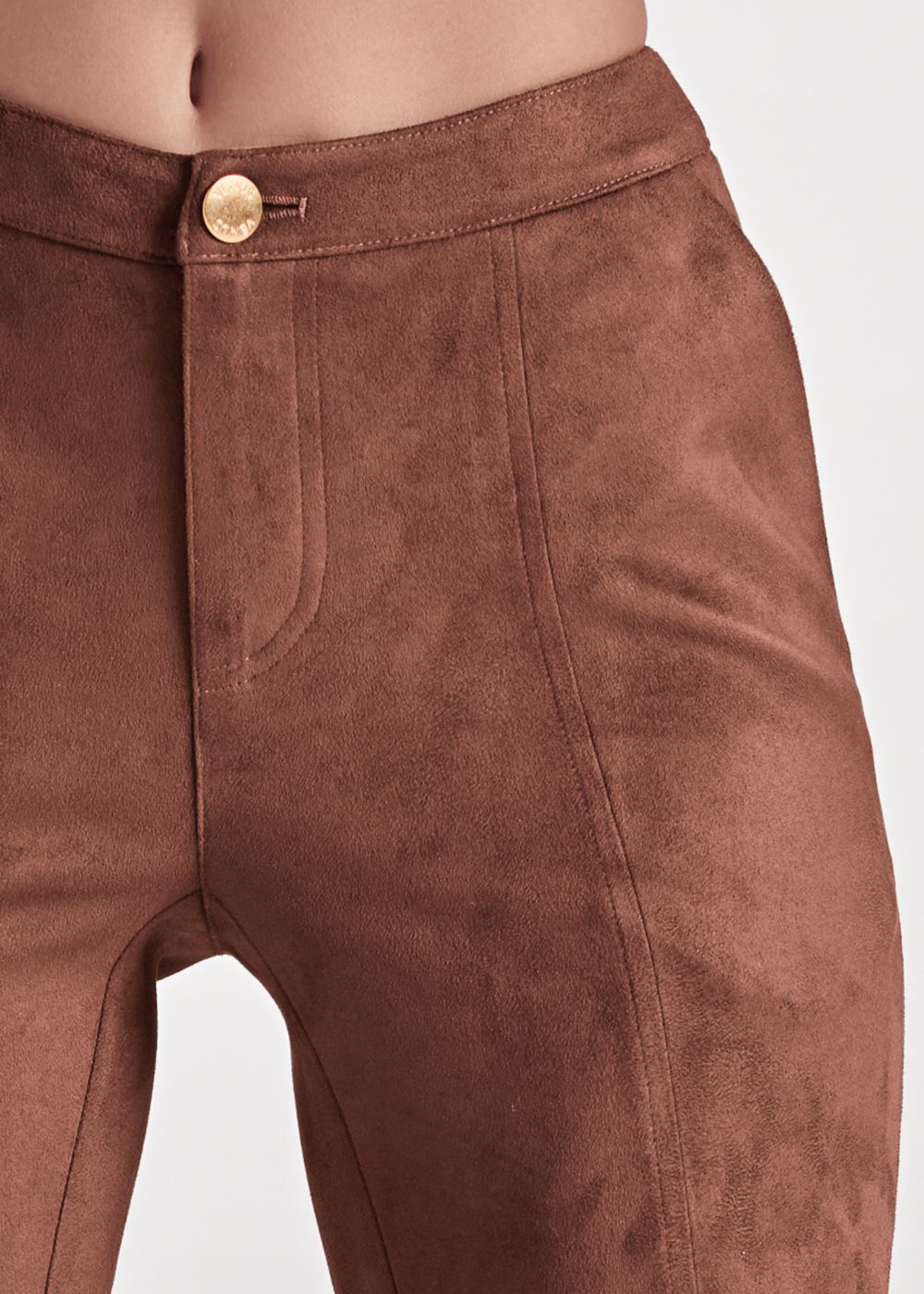 Venus Brown Multi FAUX-SUEDE FLARE PANTS