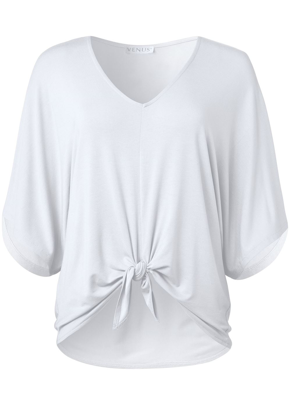 Venus Knot Twist V-Neck Tee in White