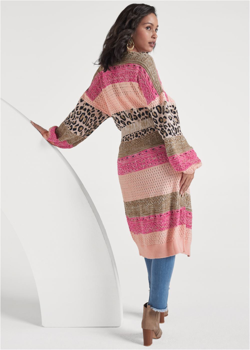 Venus VENUS | Mixed Print Belted Duster in Pink Multi