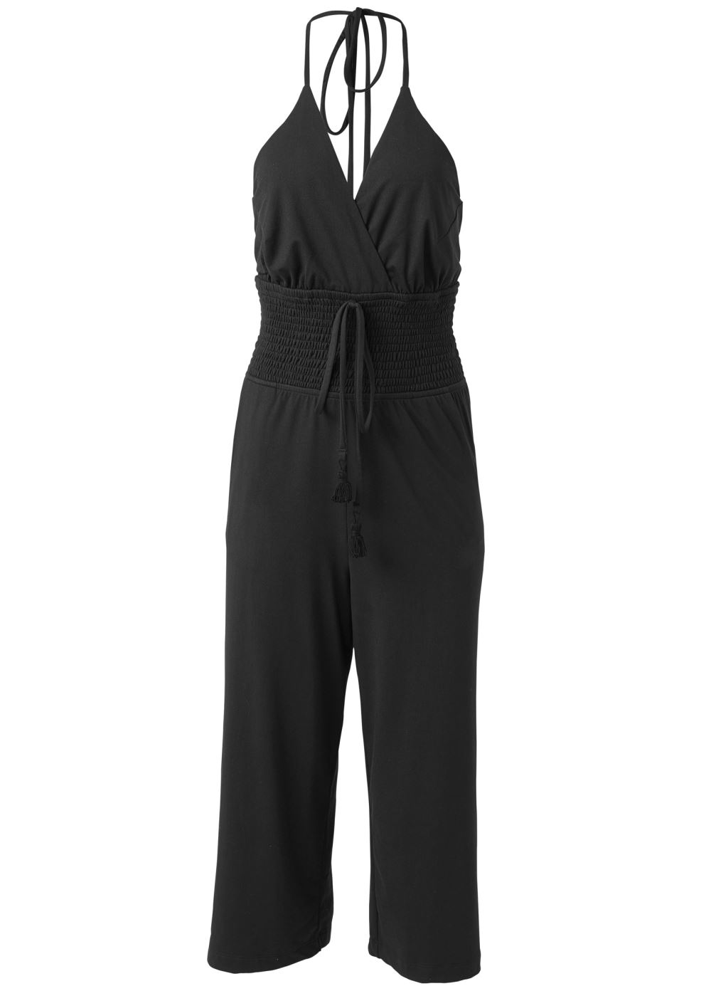 Venus Tassel Halter Jumpsuit in Black
