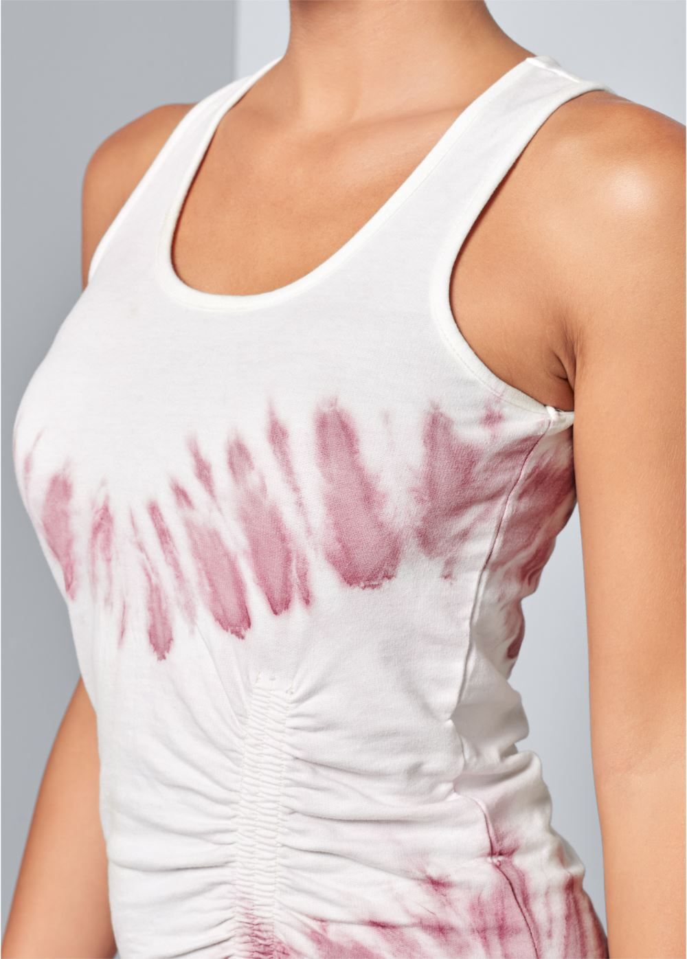 Venus Tie Dye Ruched Lounge Dress - White & Purple