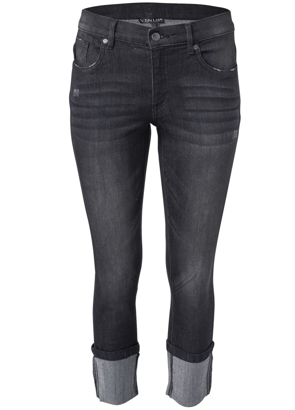 Venus Cropped Cuff Jeans in Black