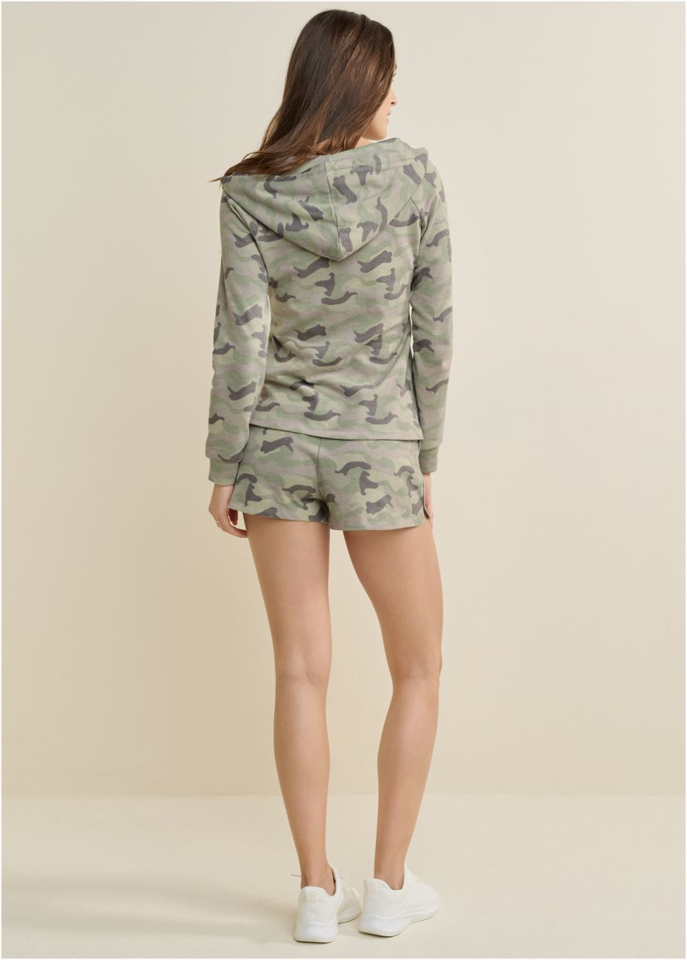 Venus Lounge Hoodie Shorts Set in Green Multi