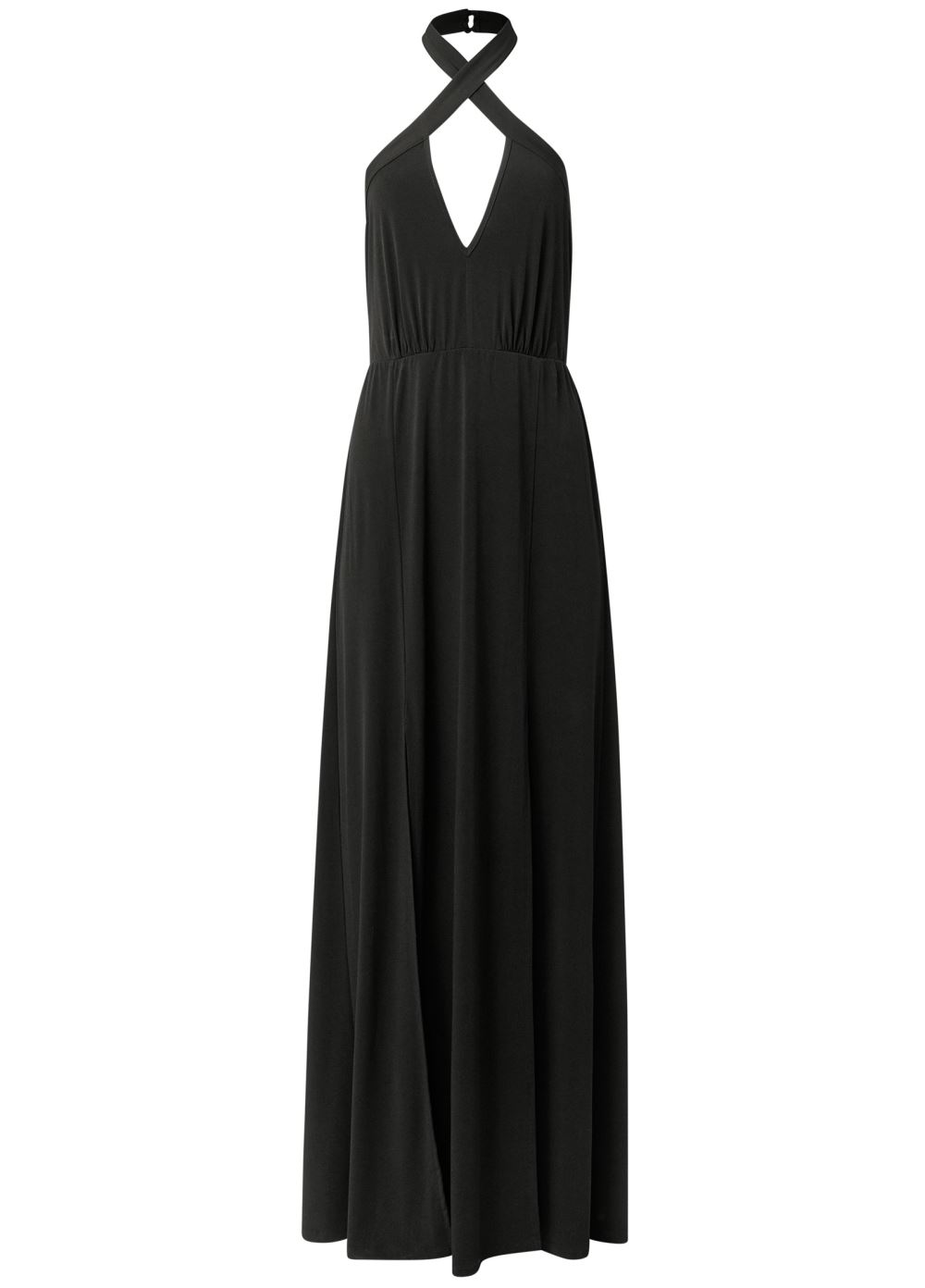 Venus Cross Neck Halter Dress - Black