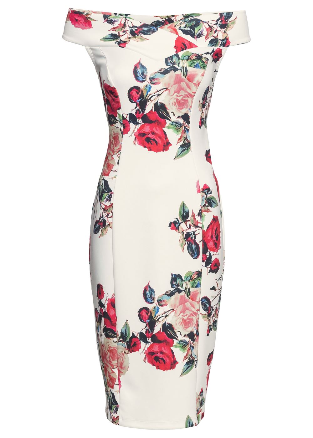 Venus Floral Bodycon Dress - White Multi