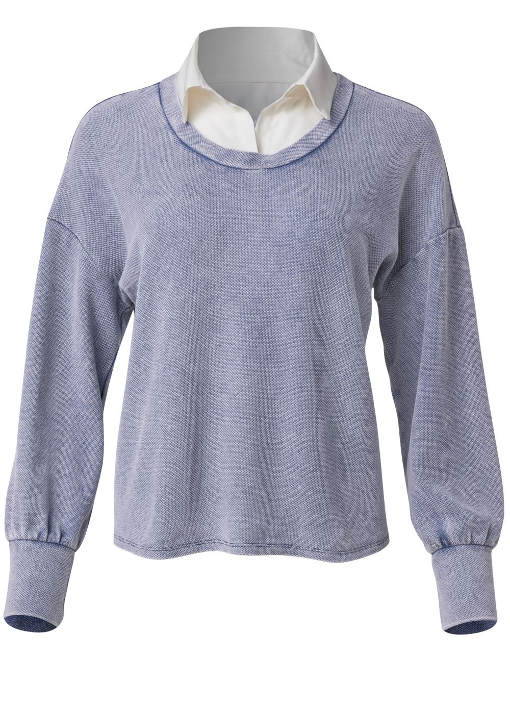Venus Washed Collared Lounge Top in Dark Blue
