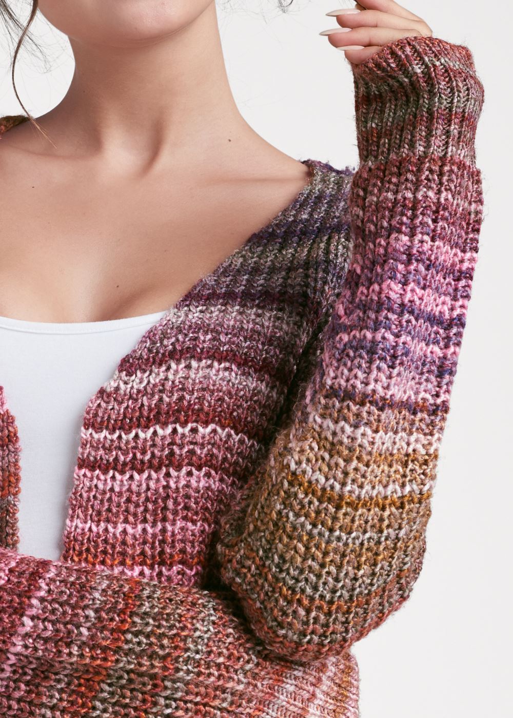 Venus VENUS | Striped Cardigan in Red Multi