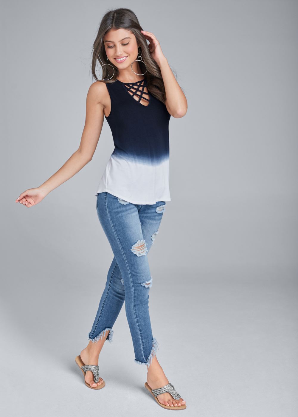 Venus Ombre Strappy Top in Navy Multi