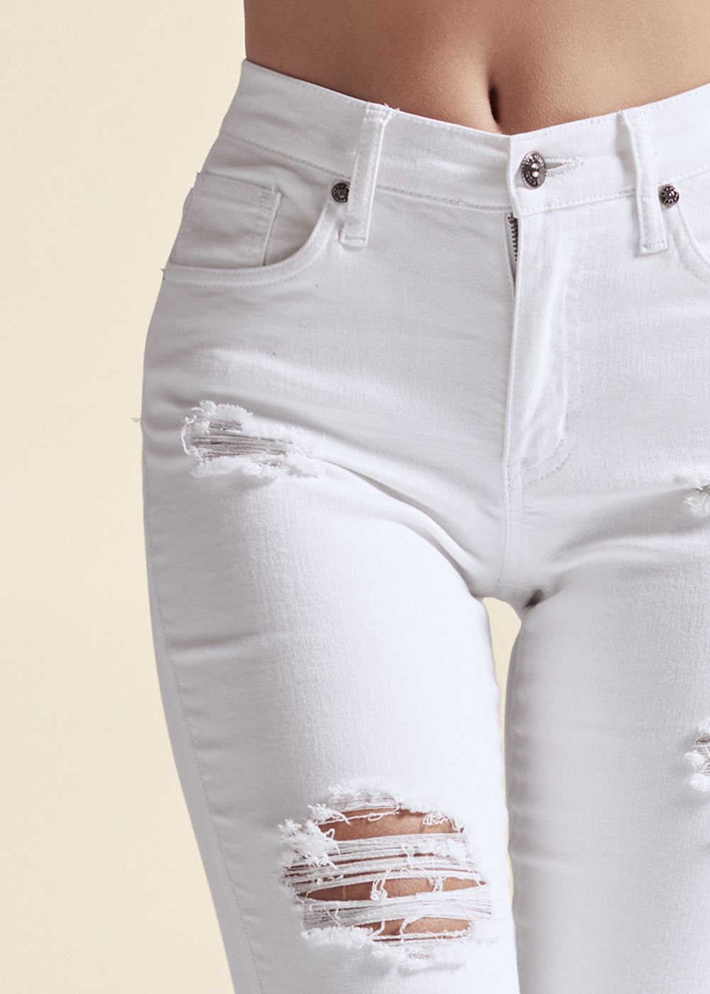 Venus Triangle Hem Jeans in White