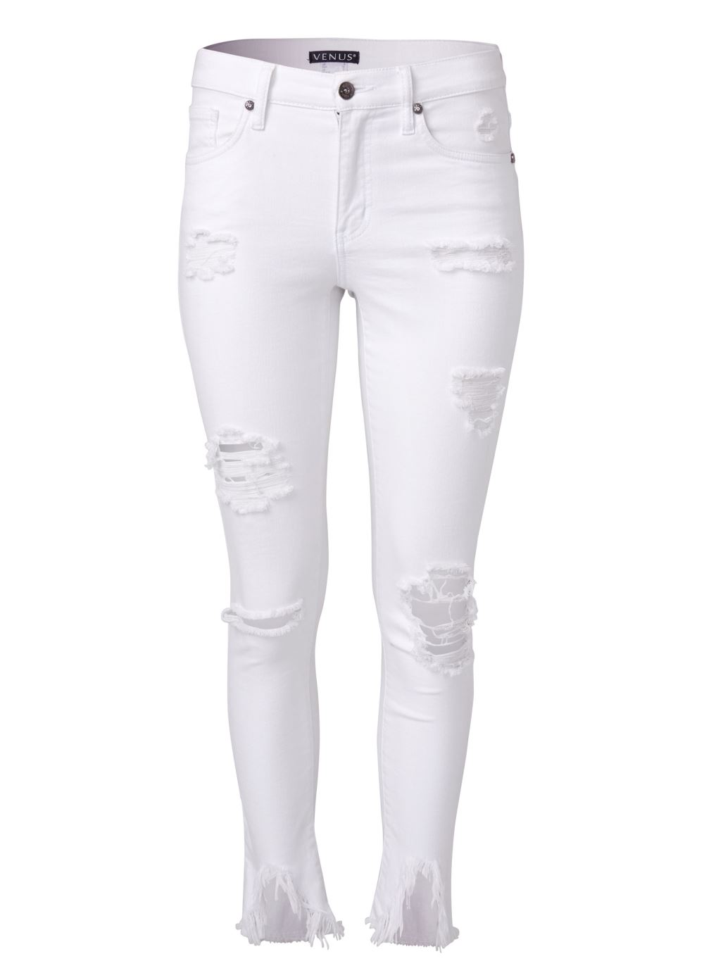 Venus Triangle Hem Jeans in White