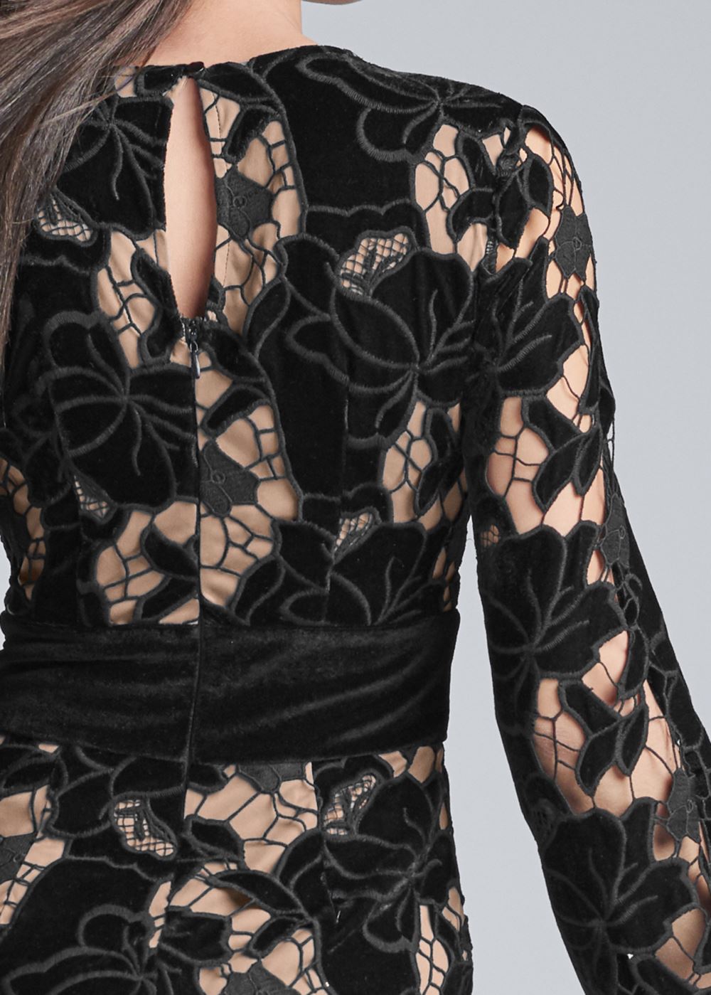 Venus Velvet Lace Dress - Black