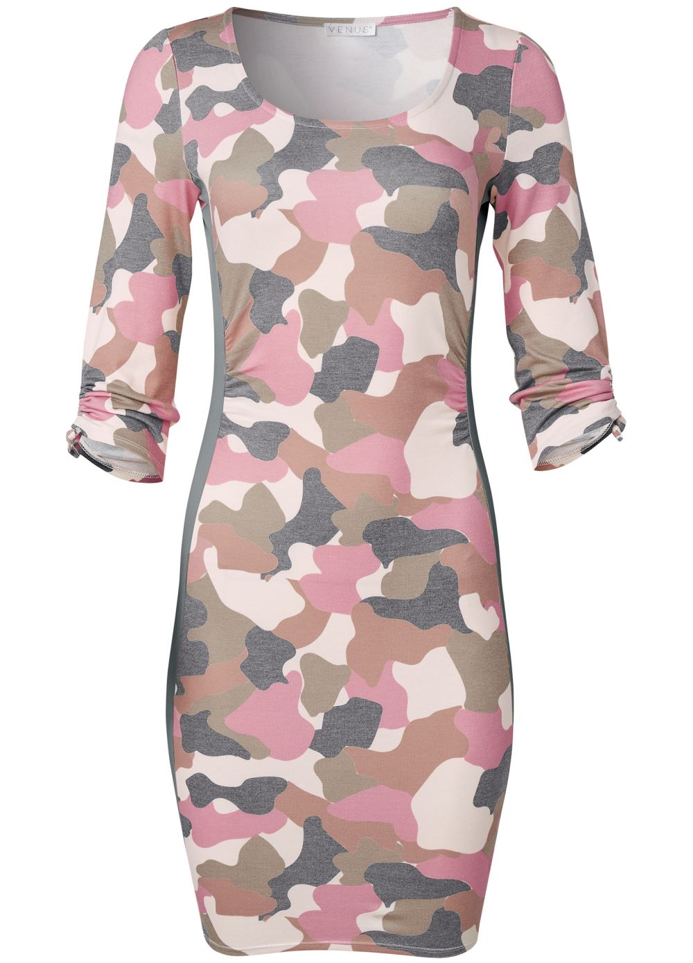 Venus Camo Color Block Dress in Brown Multi