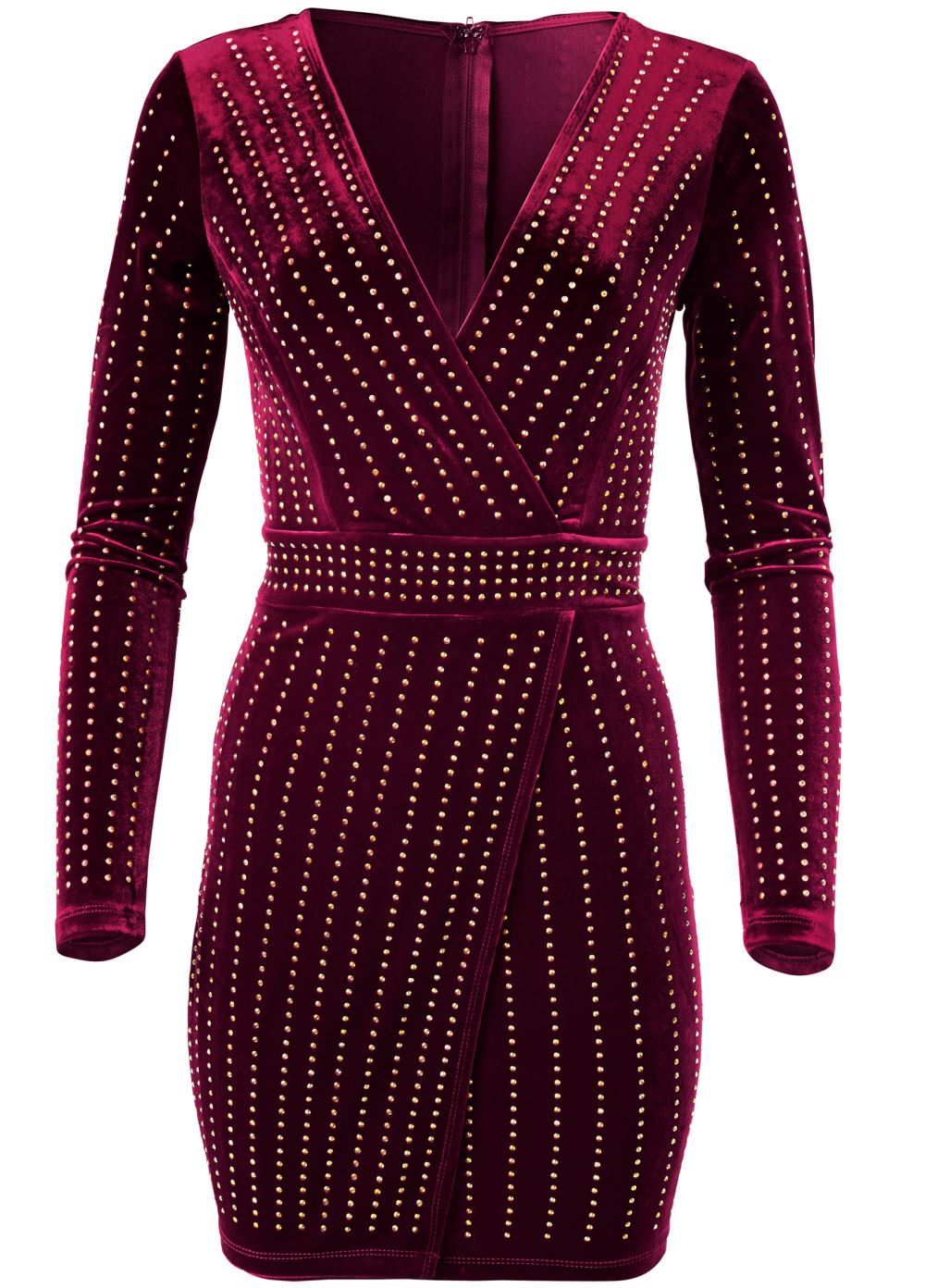 Venus Embellished Velvet Dress - Burgundy Multi