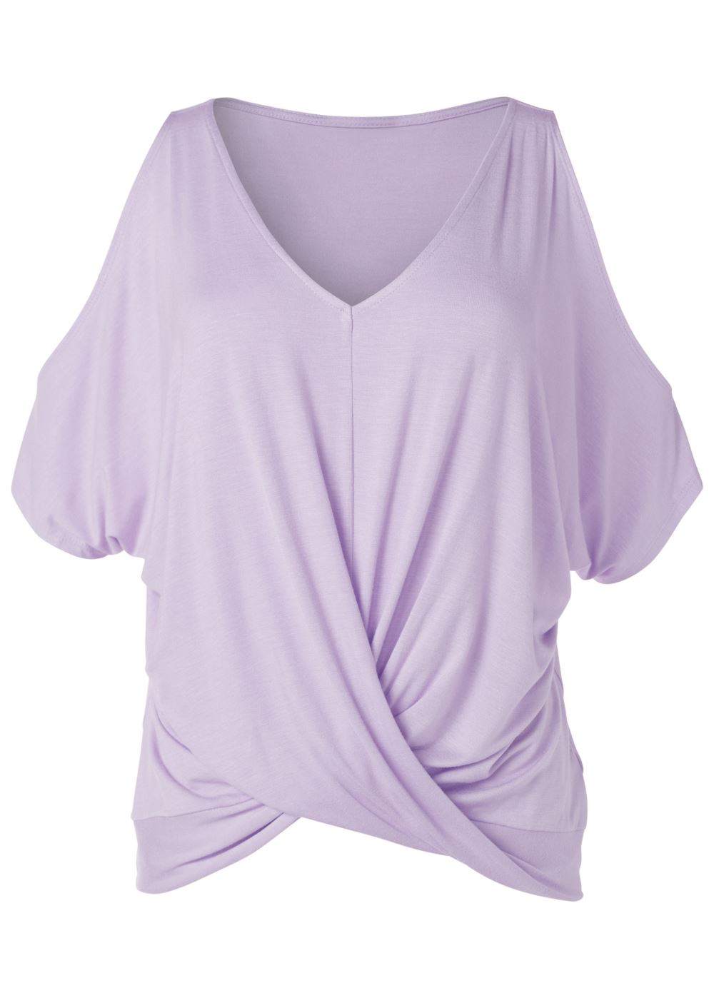Venus Cold-Shoulder Twist Top in Lavender Fog