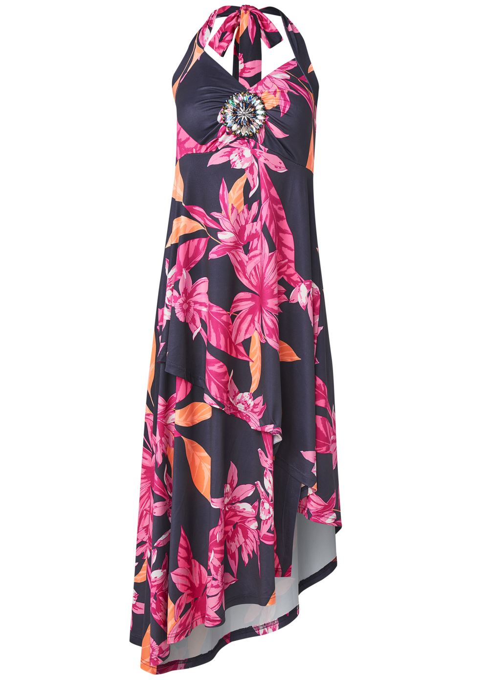 Venus Midnight Floral Halter Dress - Navy Multi