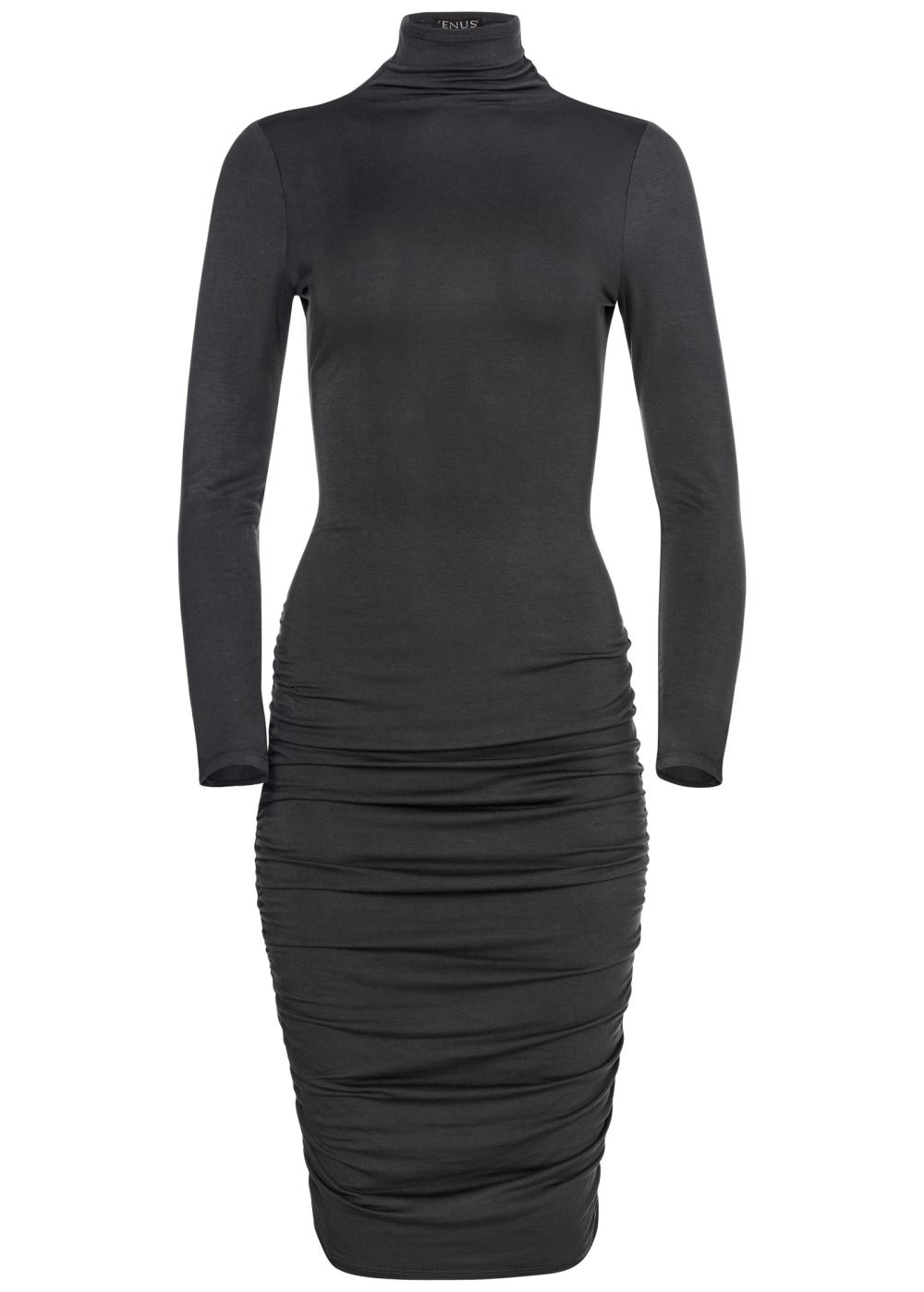 Venus Long Sleeve Ruched Dress - Black