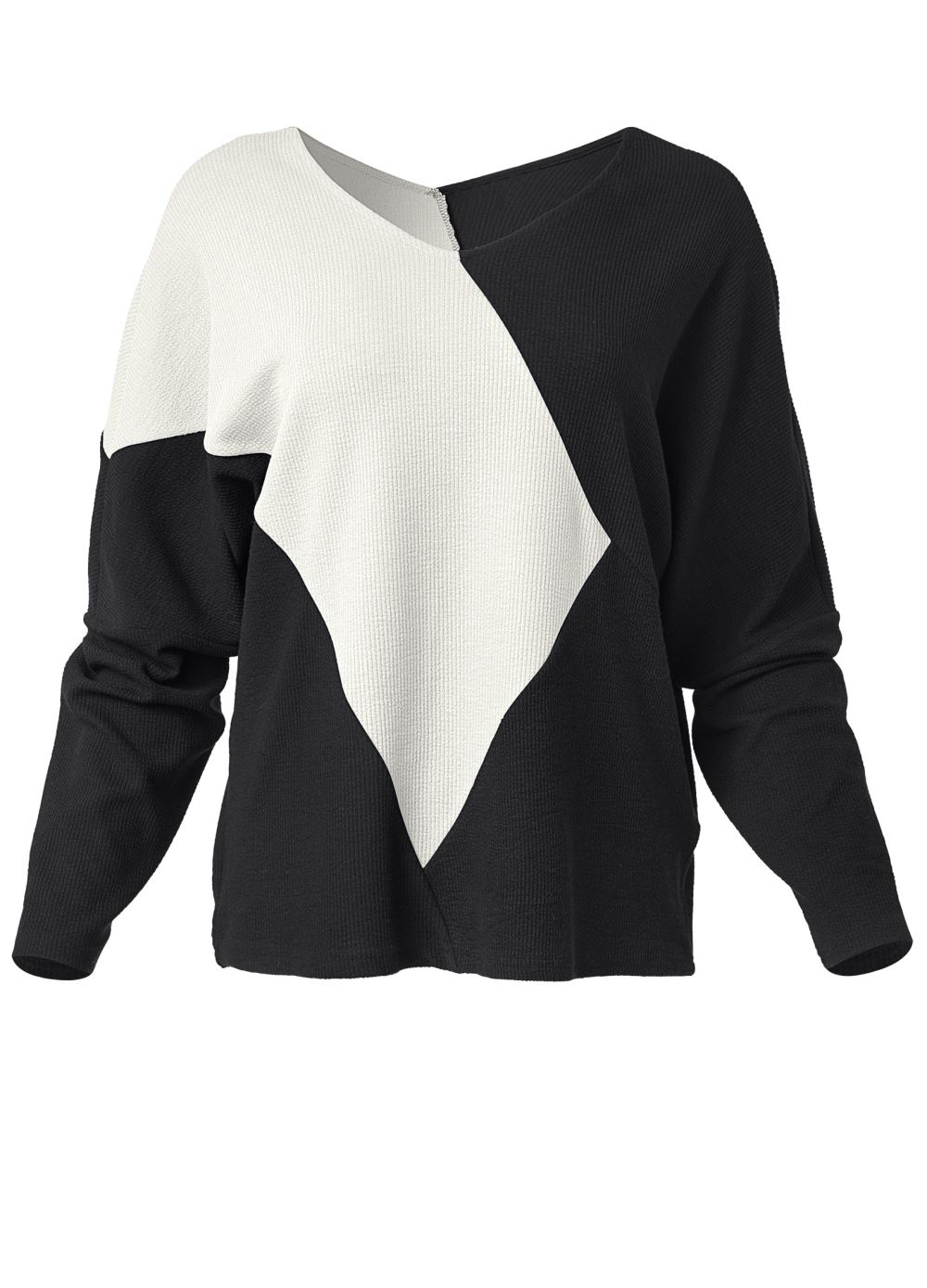 Venus Color Block Oversized Top in Black & White