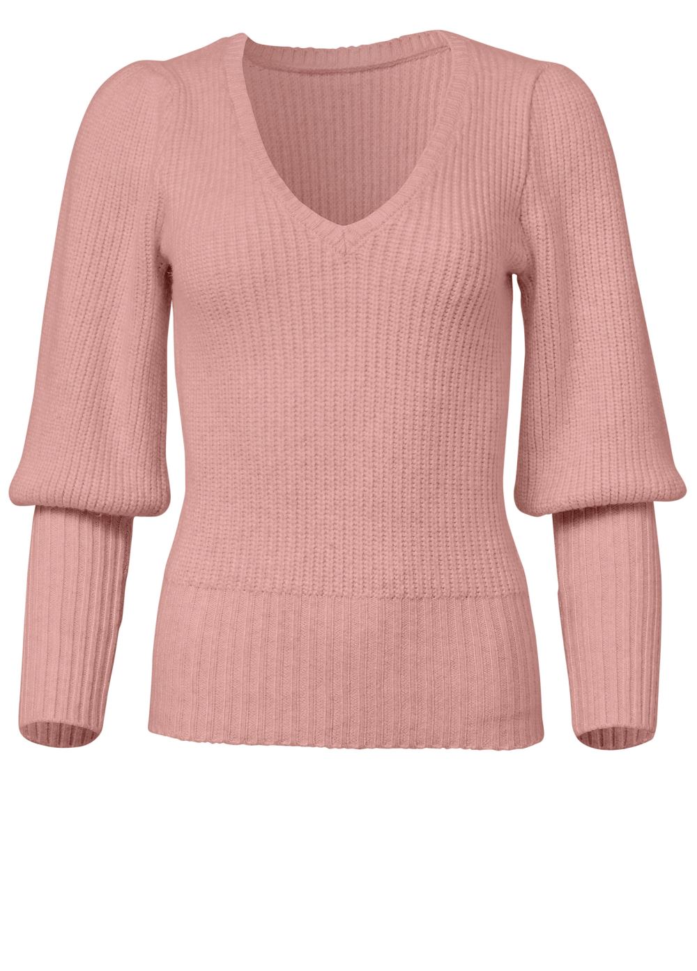 Venus VENUS | Ribbed V-Neck Sweater in Dusty Pink