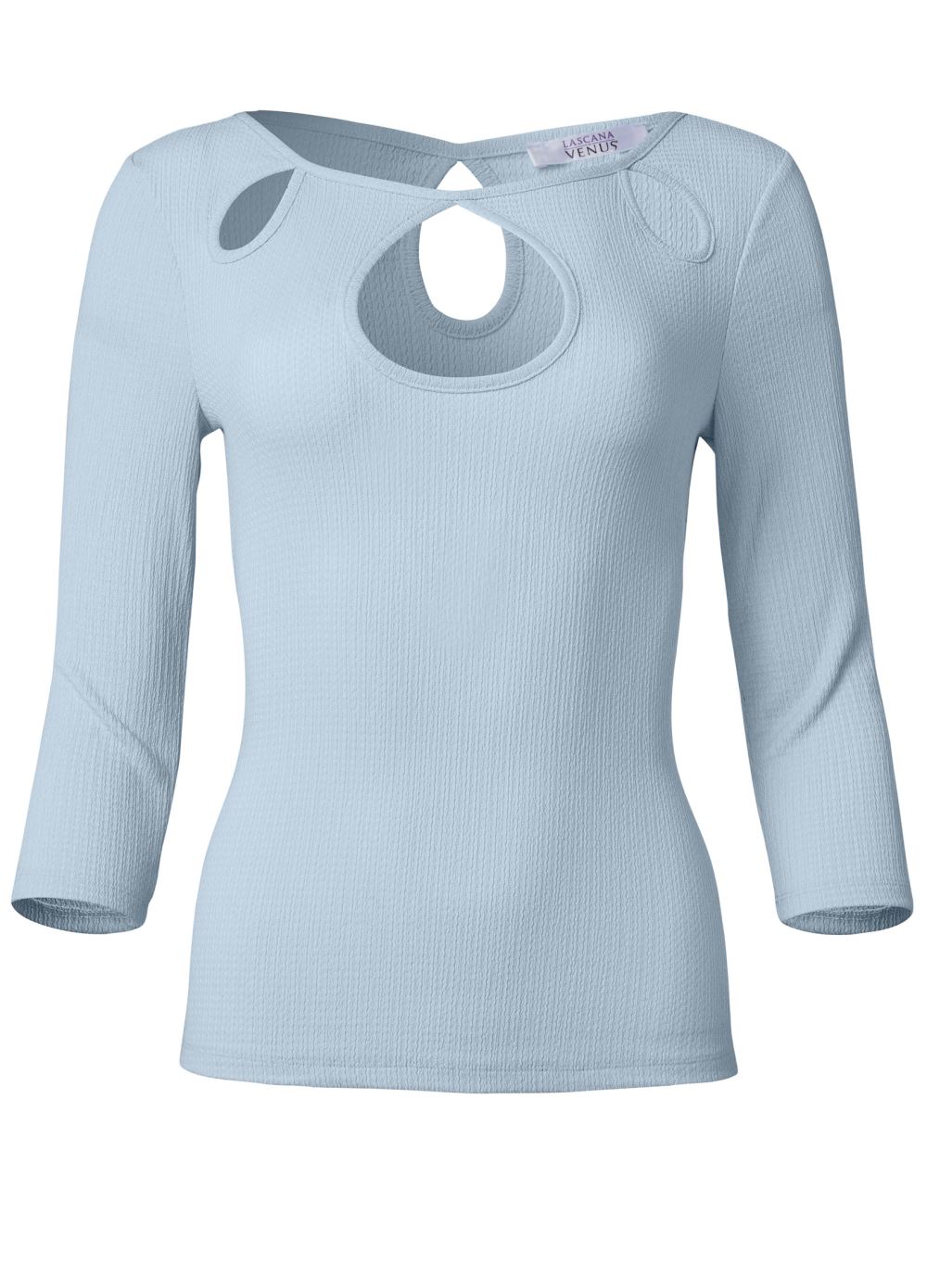 Venus Cut Out Long Sleeve Top in Blue