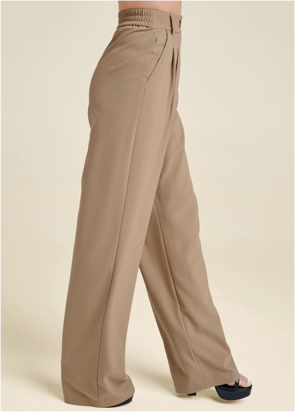 Venus Wide Leg Suiting Trouser Pants in Light Brown