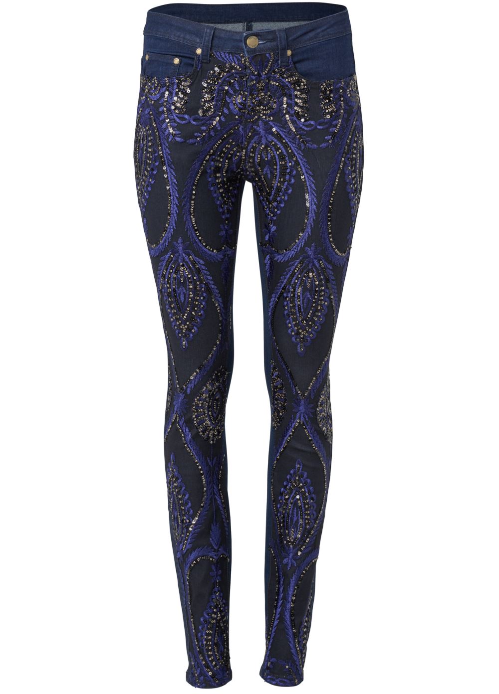 Venus Beaded Skinny Jeans in Indigo Blue