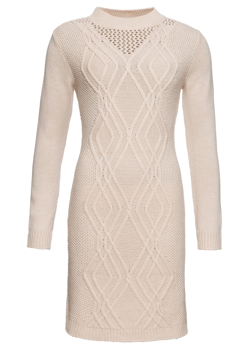 Venus Cable Knit Sweater Dress - Beige