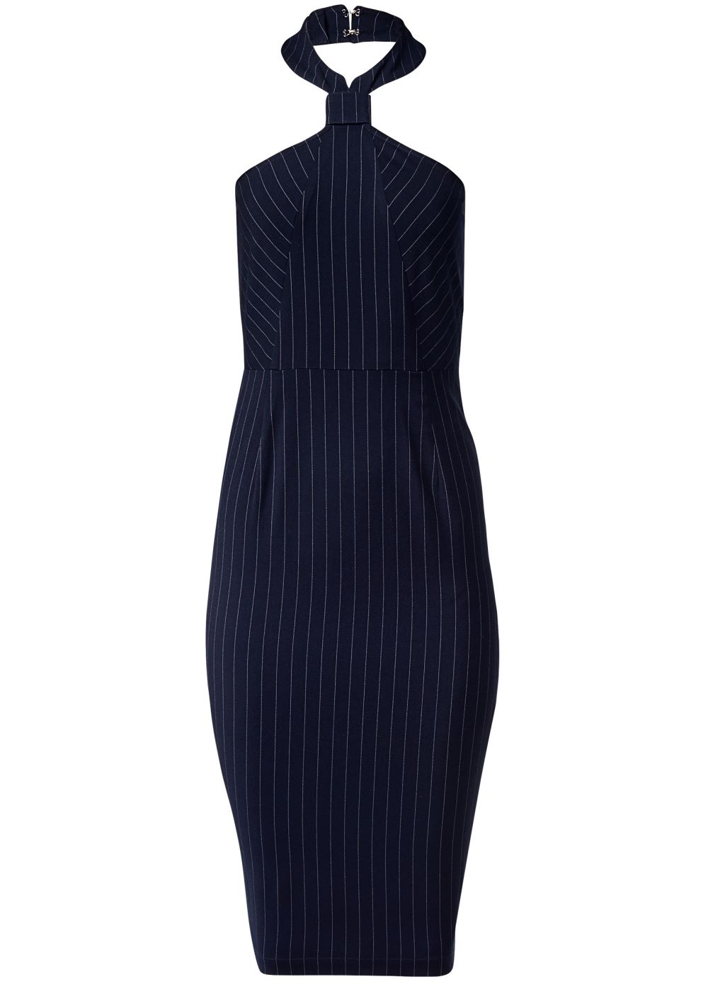 Venus Pinstripe Midi Dress - Navy & White