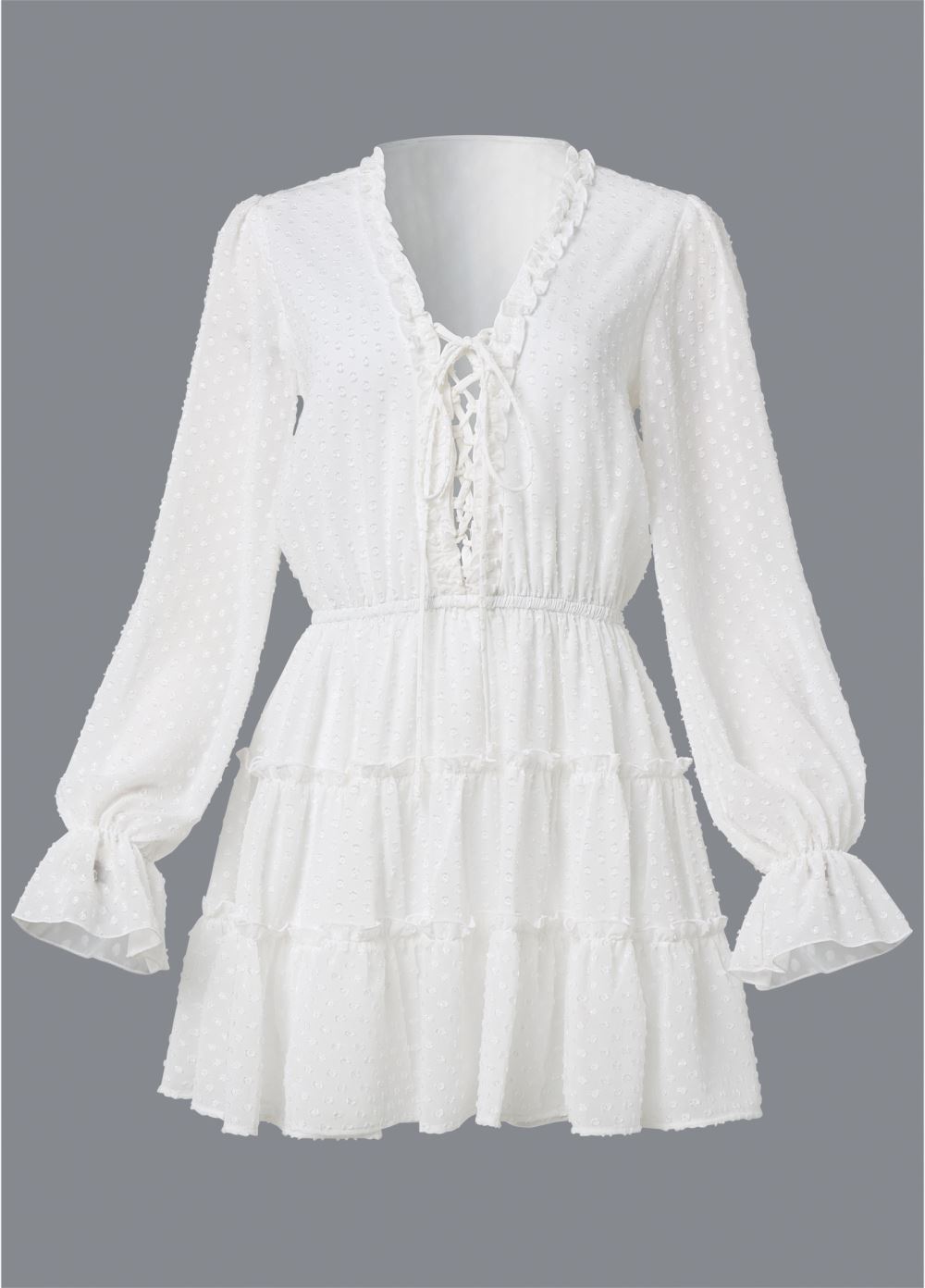 Venus Ruffle Mini Dress - White